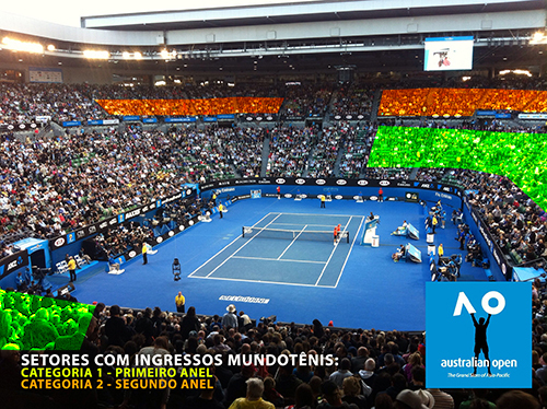 Assentos no Rod Laver Arena do Australian Open reservados pelo MundoTênis Tours